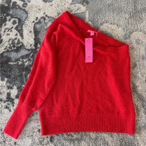 Lilly Pulitzer Vibrant Red Off-Shoulder Sweater